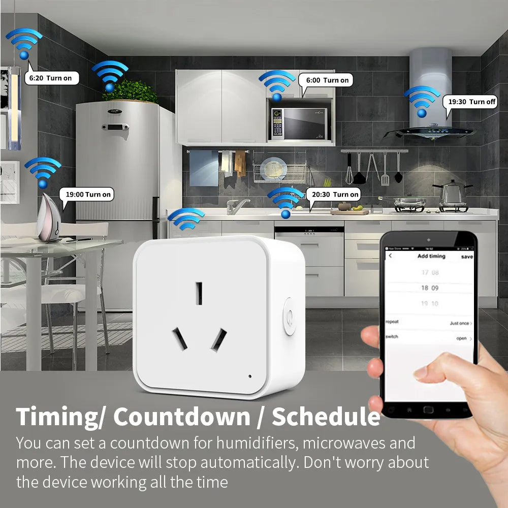 SIXWGH Zigbee Smart Socket AU Plug Adapter Tuya Smart Life App Wireless Control Timing Power Monitoring Function Aleax Outlet