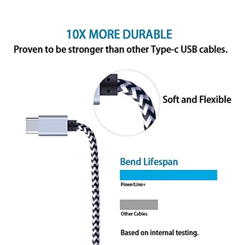 1m/2m/3m Nylon USB Type C Cables Data Sync USB Charger For Xiaomi redmi note 8/9 pro Mobile Phone Accessories USB-C Type-C Cable