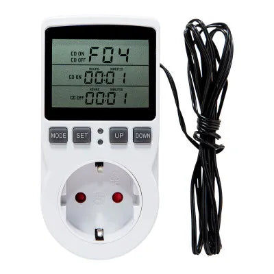 Digital Temperature Controller Socket Outlet EU Plug Thermostat With Timer Switch Sensor Probe Heating Cooling