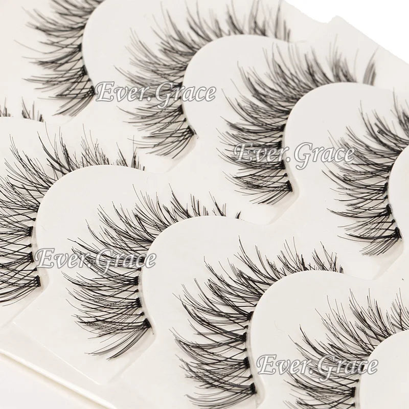 Slim Clear Band 5 Pairs Makeup Natual False Eyelashes Korean Fake Eye Lashes Extension Volume Mink Fluffy Wholesale