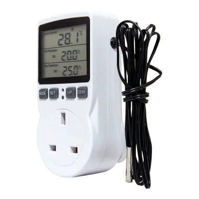 Digital Temperature Controller Socket Outlet EU Plug Thermostat With Timer Switch Sensor Probe Heating Cooling