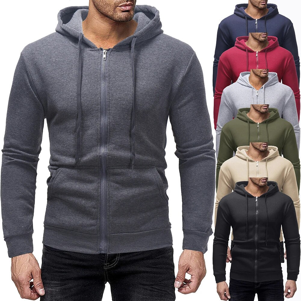 Mens Hoodies Solid Color Hooded Sweatshirts