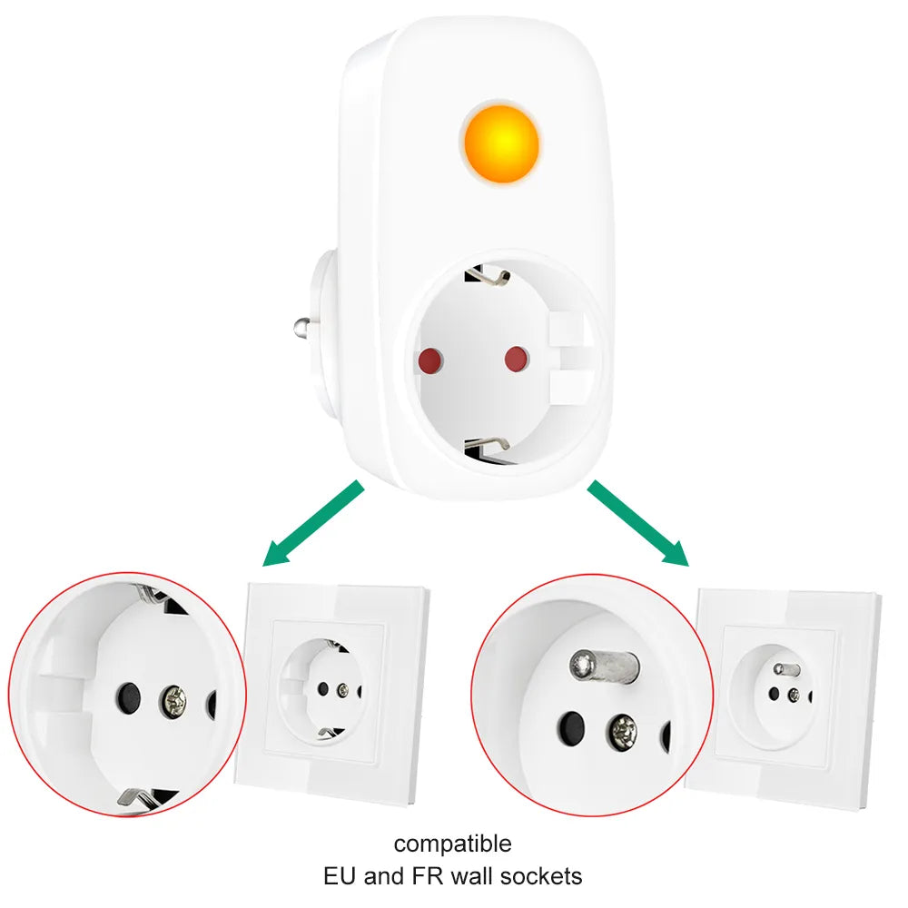 433Mhz Universal Remote Control Wireless Switch Smart Socket EU French Power Plug Programmable 15A 220V LED Electrical Outlets