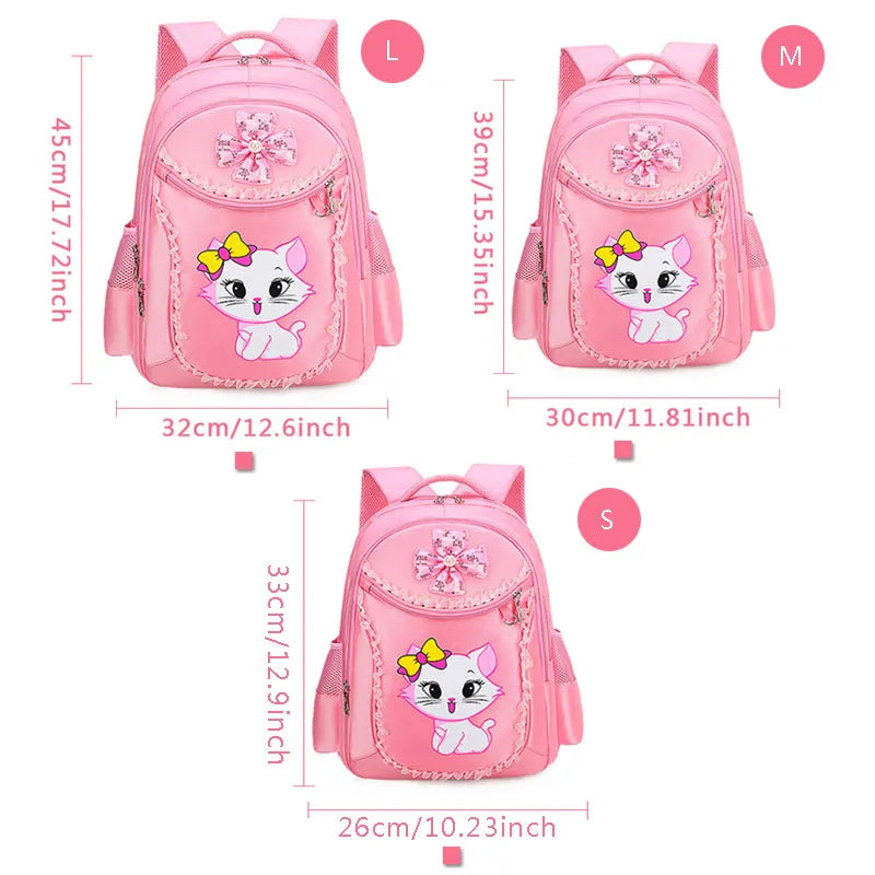 3 Pieces Pink Cat Children Backpack School Bags for girls Cartoon Kid Backpack Kitty Printing Bookbag mochilas escolares infanti