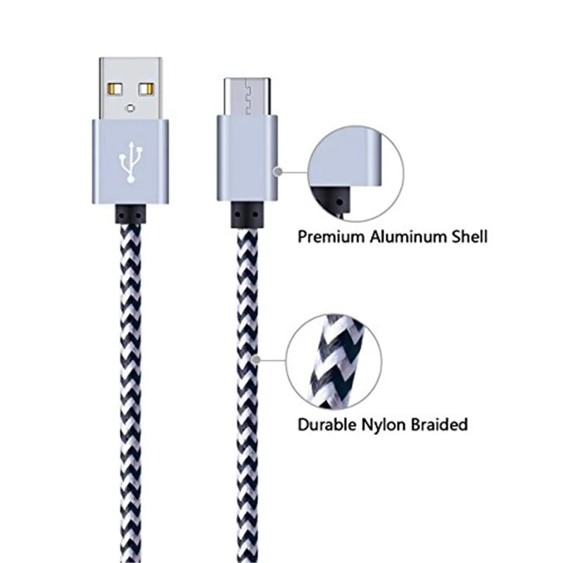 1m/2m/3m Nylon USB Type C Cables Data Sync USB Charger For Xiaomi redmi note 8/9 pro Mobile Phone Accessories USB-C Type-C Cable