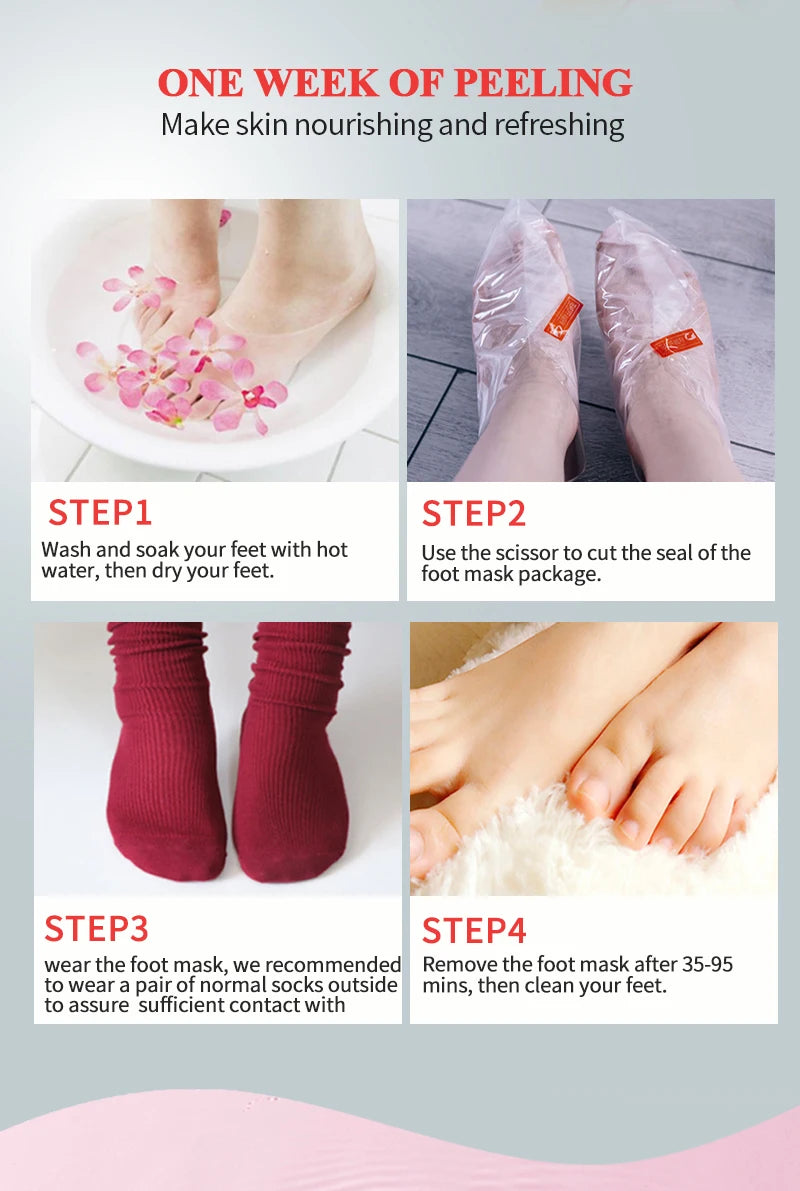 2pair=4pcs Foot Mask for Legs Peel Dead Skin Exfoliating Foot Mask Cream Socks for Pedicure Cracked Heels Foot Peeling Mask
