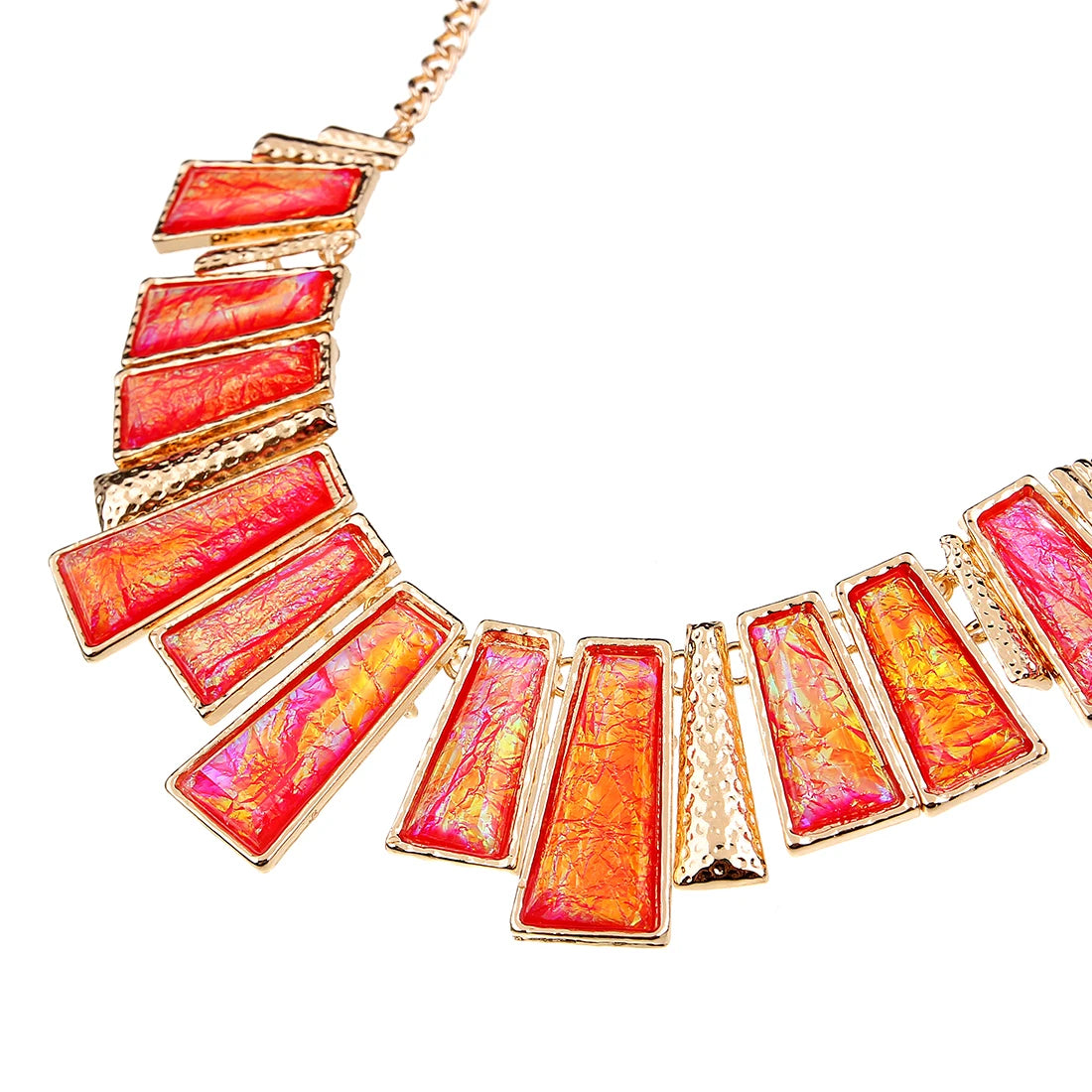 MINHIN New Fashion Jewelry Set Green Rectangle With Colorful Pattern Series Link Gentle Lady's Necklace Earrings Set