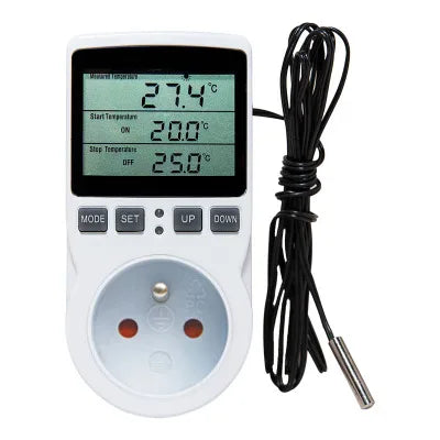 Digital Temperature Controller Socket Outlet EU Plug Thermostat With Timer Switch Sensor Probe Heating Cooling