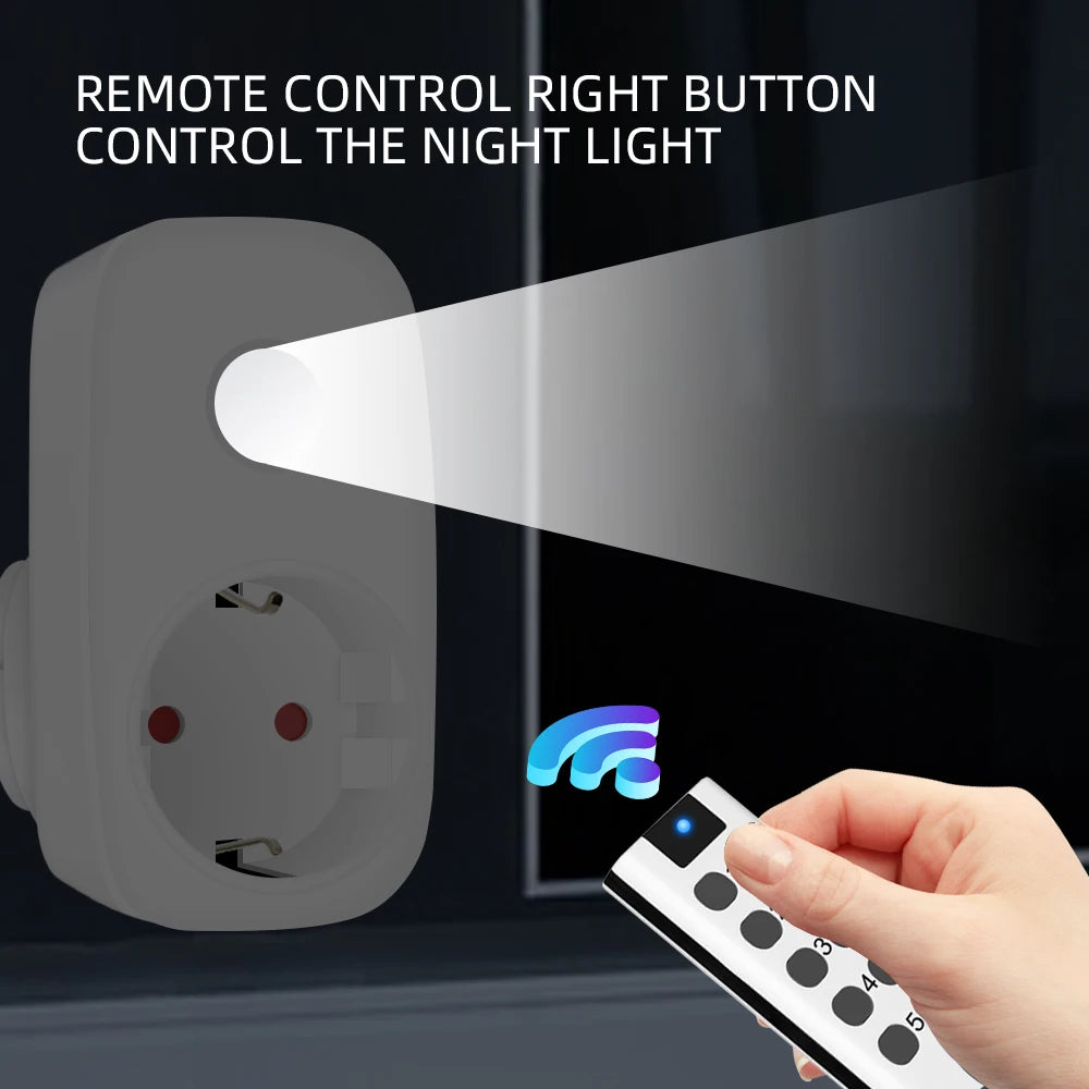433Mhz Universal Remote Control Wireless Switch Smart Socket EU French Power Plug Programmable 15A 220V LED Electrical Outlets