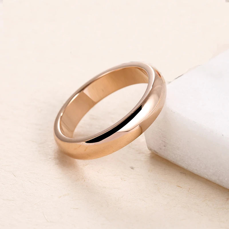 ZMZY Simple Smooth Stainless Steel Rings Engagement Couples Ring Fashion Jewelry Womens Accessories Anillos Gift Femme 4MM