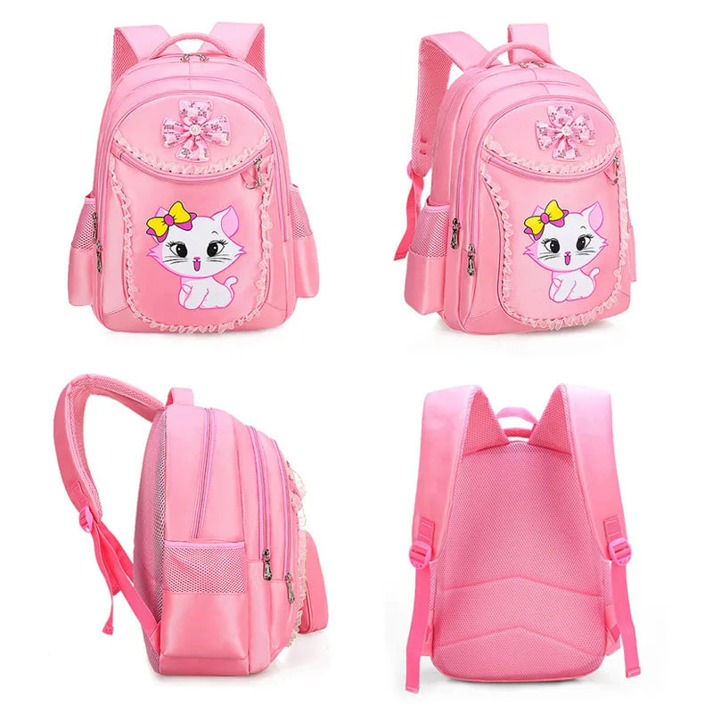 3 Pieces Pink Cat Children Backpack School Bags for girls Cartoon Kid Backpack Kitty Printing Bookbag mochilas escolares infanti