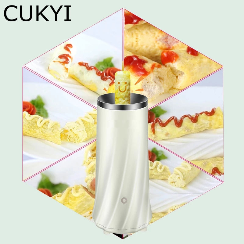 CUKYI Electric Mini Egg Roll Maker Egg Boiler Automatic Egg Cooking Tools Egg Cup Omelette Master Sausage Machine 220V