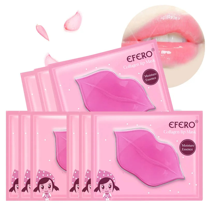 5/8Pcs Lip Plumper Crystal Collagen Lip Mask Pads Moisture Essence Anti Ageing Wrinkle Patch Pad Gel Scrub Lips Care Enhancer