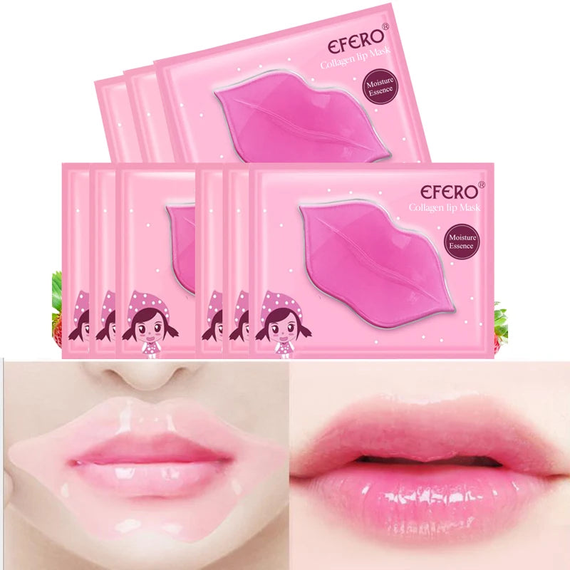 5/8Pcs Lip Plumper Crystal Collagen Lip Mask Pads Moisture Essence Anti Ageing Wrinkle Patch Pad Gel Scrub Lips Care Enhancer