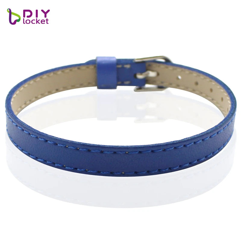 10PCS 8MM Artificial Leather DIY Wristband Bracelets femme Mix Color Charms Leather Bracelet Fit Slide Letter /charms LSBR015*10