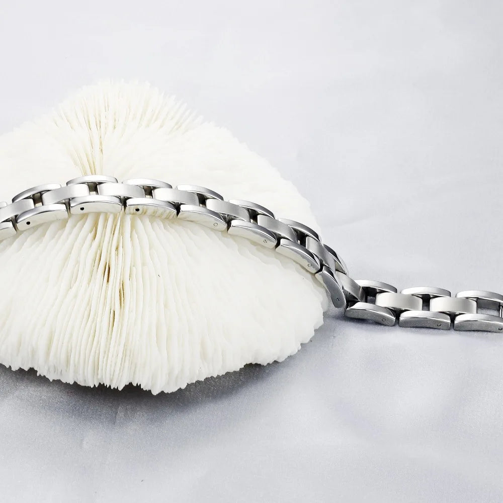 Therapy Bracelet Homme Vintage Bracelet for Man Stainless Steel Mens Jewellery Healthy Therapeutic Magnetic Bracelet Men Armband