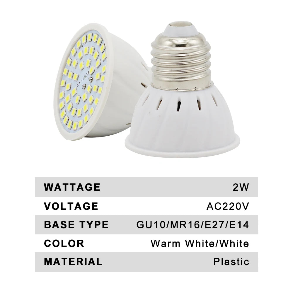 220V LED Lamp Cup E27 E14 MR16 GU10 Bulb Light Lampada LED Spotlight 48 LEDs 2835 Chip SMD Bombillas LED Lighting Corn Bulbs 6W