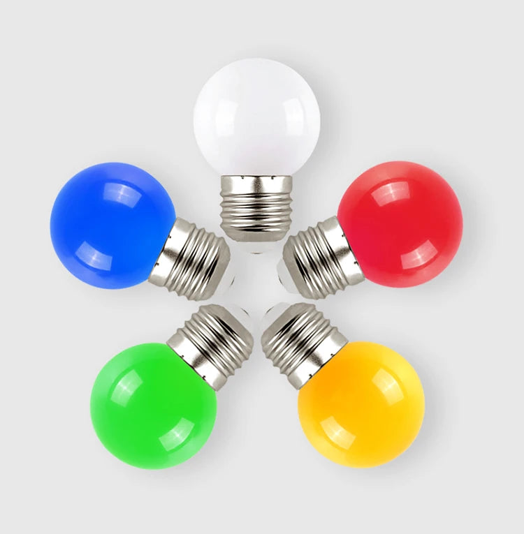 5PCS Colorful E27 B22 1W 2W 3W 5W 220V Red Blue Green White Yellow Warm RGB Blubs Energy Saving LED Golf Ball Light Globe Lamp