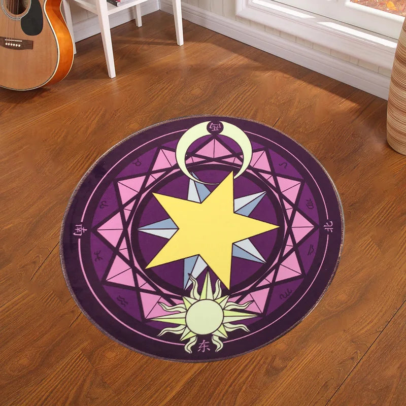 60/80/100CM Cartoon Round Carpet Cardcaptor Sakura Magic Circle Rug Computer Chair Mat
