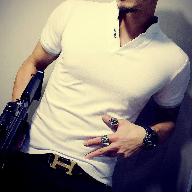 2022 New Arrival Cotton Men Polo Shirt Tops Fashion Brand Plus Size Short Sleeve Black White Polo Shirt Homme Camisa 5XL