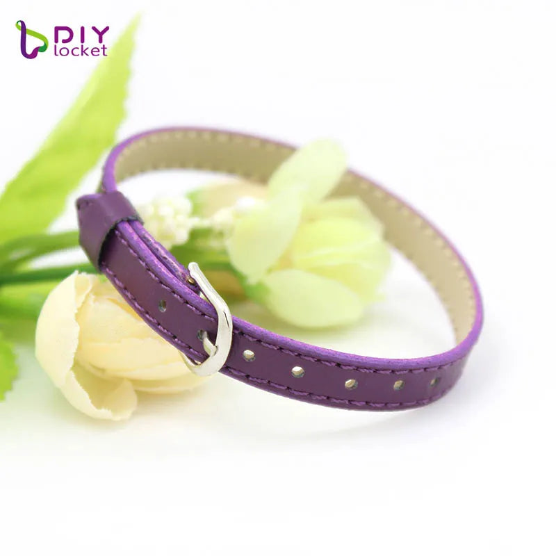 10PCS 8MM Artificial Leather DIY Wristband Bracelets femme Mix Color Charms Leather Bracelet Fit Slide Letter /charms LSBR015*10