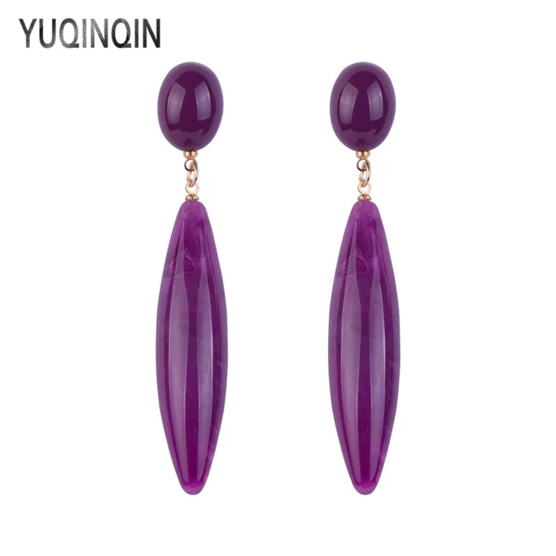 YUQINQIN Classic Drop Earrings for Women Acrylic Statement Long line Resin Dangling Earings Fashion Elegant Party Dangle Earring