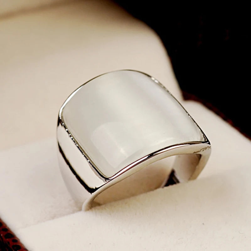 MOONROCY Rose Gold Color Silver Color Wedding Opal Crystal Rings for Women or Men Big Size Dropshipping Vintage JewelryGift