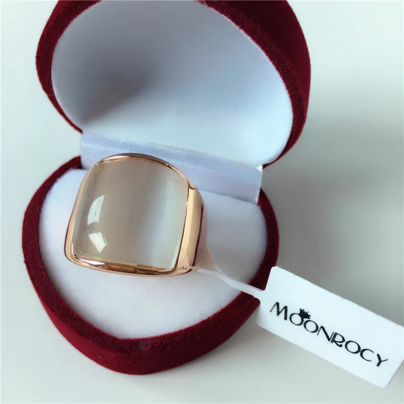 MOONROCY Rose Gold Color Silver Color Wedding Opal Crystal Rings for Women or Men Big Size Dropshipping Vintage JewelryGift