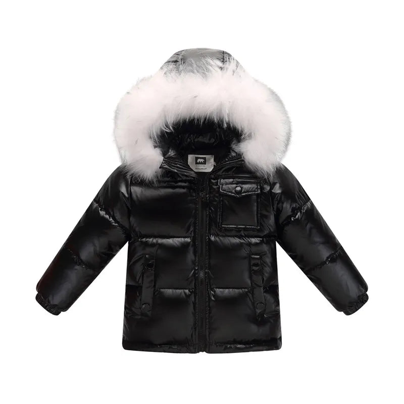 Black Winter Jacket Parka For Boys Winter Coat 90% Down Girls Jackets Children's Clothing Snow Wear Kids Outerwear Boy Clothes