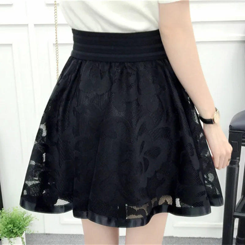 2023 New Spring Summer Women Black Mini Skirt Korean Elastic High Waist Skirt Shorts Sweet Mesh Tulle Umbrella Skirt Falda Tul