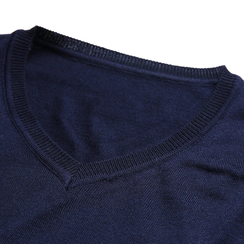 Liseaven Men Pullover Sweater V-Neck Sweaters Mens Striped Pattern Long Sleeve Cotton Tops Male Pullovers