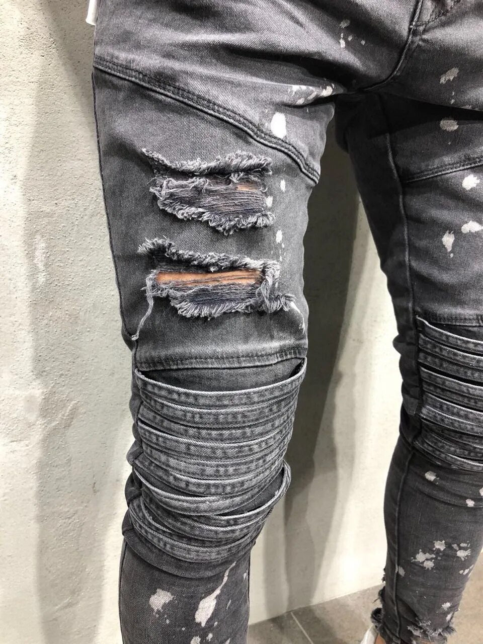 2023 men's hole fashion jeans Plus Size Straight Jeans Man Pants Spring Summer Boyfriend Jeans Streetwear Skinny Zips
