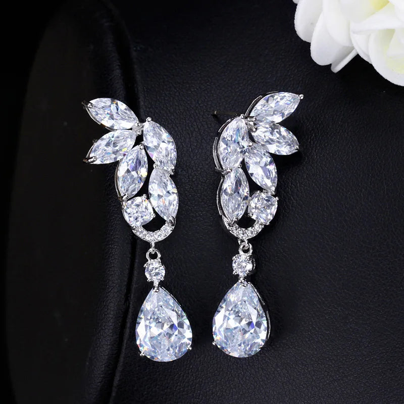 CWWZircons Gorgeous Cubic Zirconia Stones Big Long Yellow Dangling Drop Earings for Women White Gold Color Ear Jewelry CZ389
