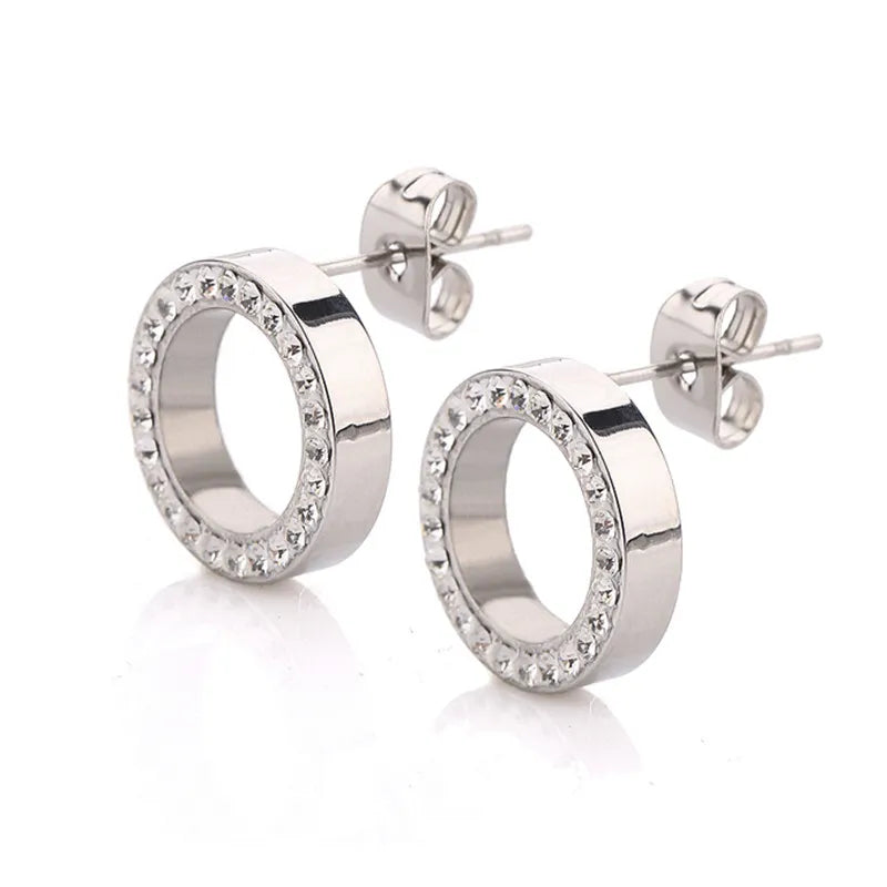 ZORCVENS 316L Stainless Steel Earring Crystal Stud Earrings For Women Joyas Brincos Bijoux Jewelry Earings Fashion