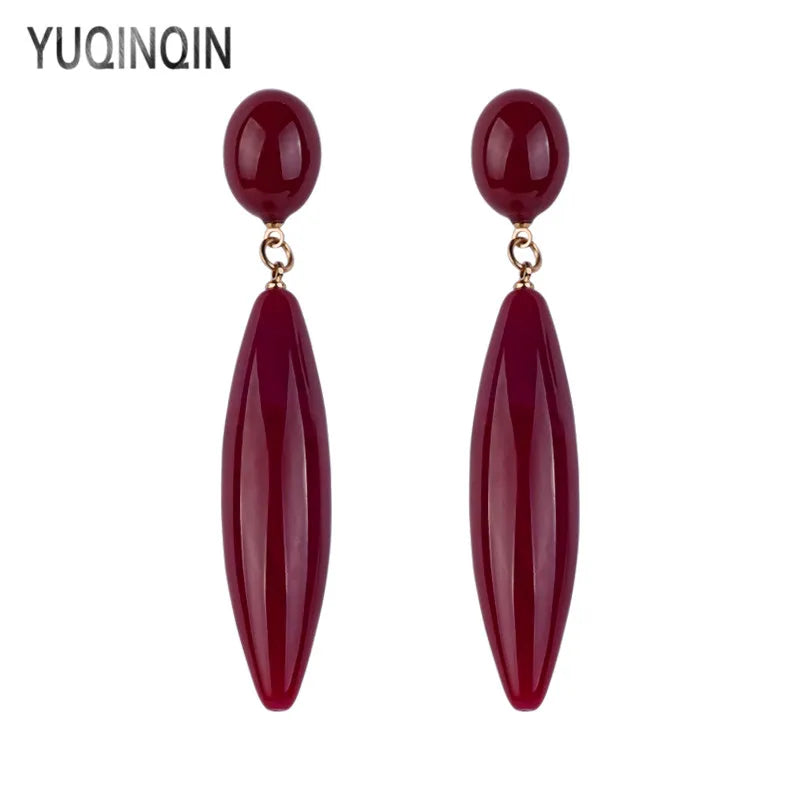 YUQINQIN Classic Drop Earrings for Women Acrylic Statement Long line Resin Dangling Earings Fashion Elegant Party Dangle Earring