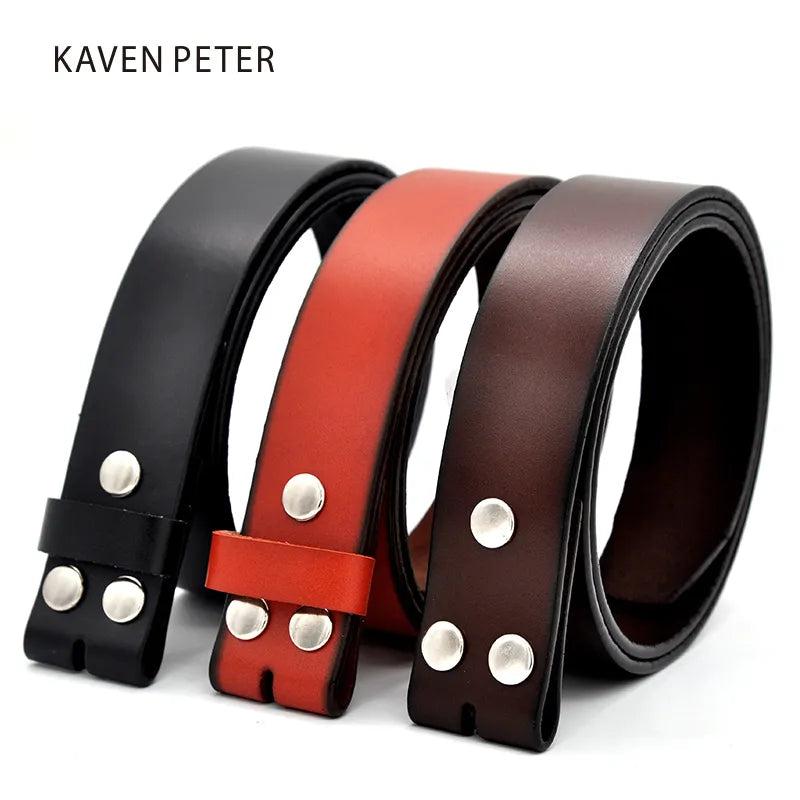 Genuine Leather Belts Without Buckle for Men Brand Strap Vintage Jeans Cowskin Strap With One Layer Leather 29"-42"