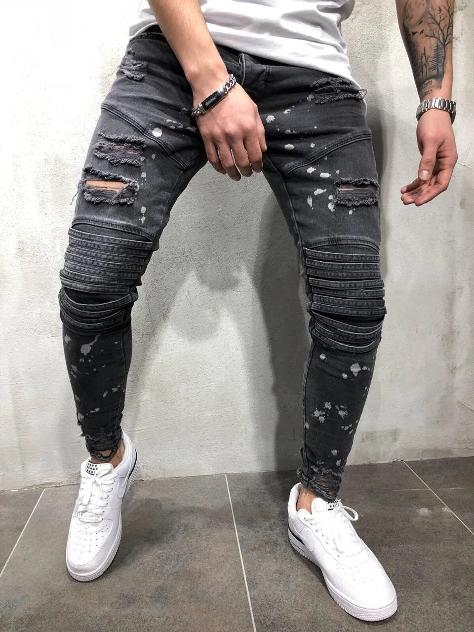 2023 men's hole fashion jeans Plus Size Straight Jeans Man Pants Spring Summer Boyfriend Jeans Streetwear Skinny Zips
