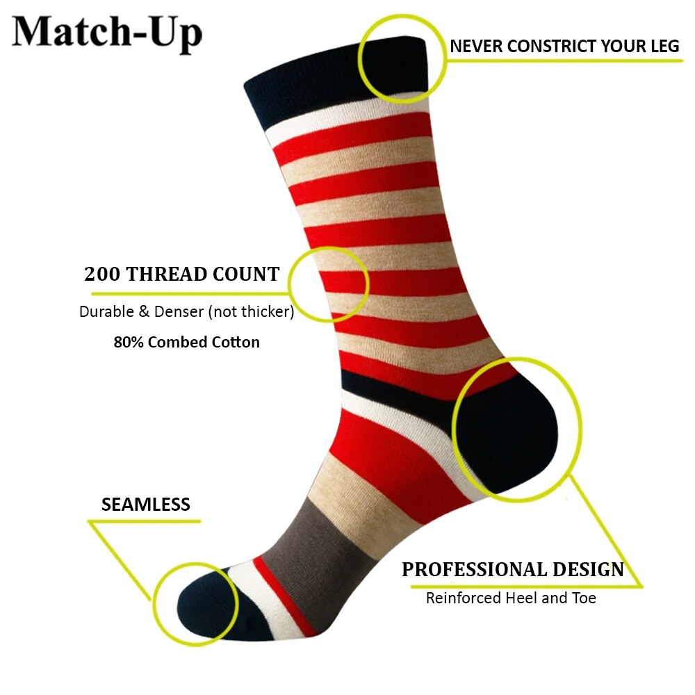 Match-Up New styles wholesale man's brand cotton socks stripe socks  free shipping