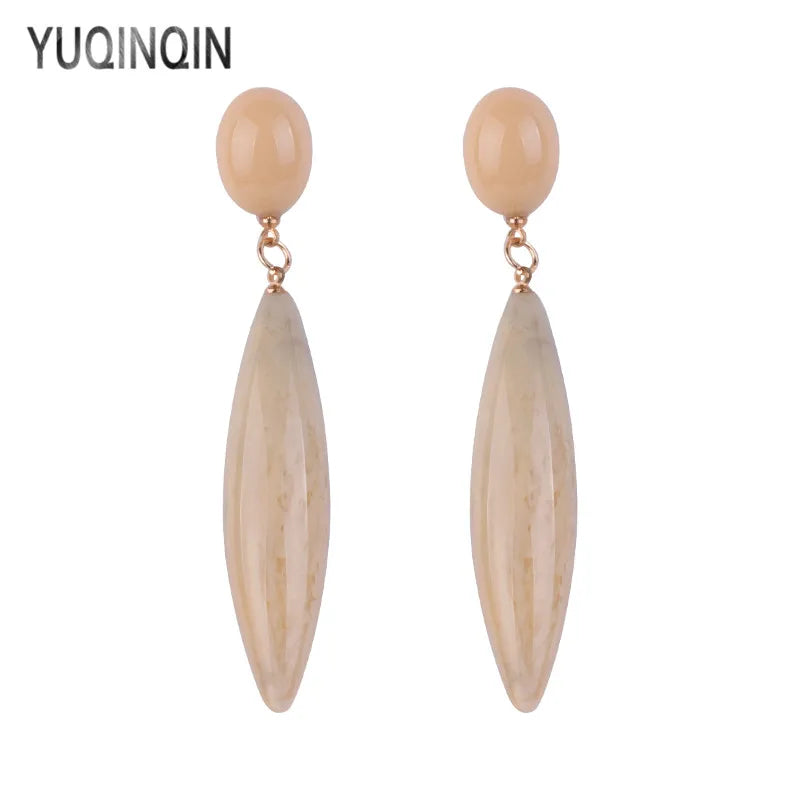 YUQINQIN Classic Drop Earrings for Women Acrylic Statement Long line Resin Dangling Earings Fashion Elegant Party Dangle Earring
