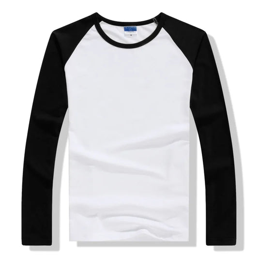 2022 Autumn Winter Long Sleeve T Shirt Men Contrast Color Round Collar Cotton Mens Casual Slim Fit Raglan T-Shirts Tees Tops