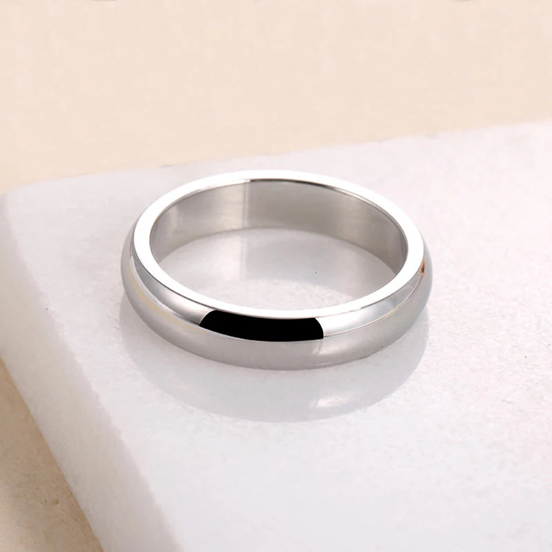 ZMZY Simple Smooth Stainless Steel Rings Engagement Couples Ring Fashion Jewelry Womens Accessories Anillos Gift Femme 4MM