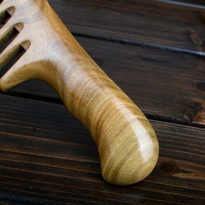 100% Natural Genuine MINGJIANG JINGPIN high quality Green Sandalwood Handmade Wide Tooth Wooden Combs for wavy hair
