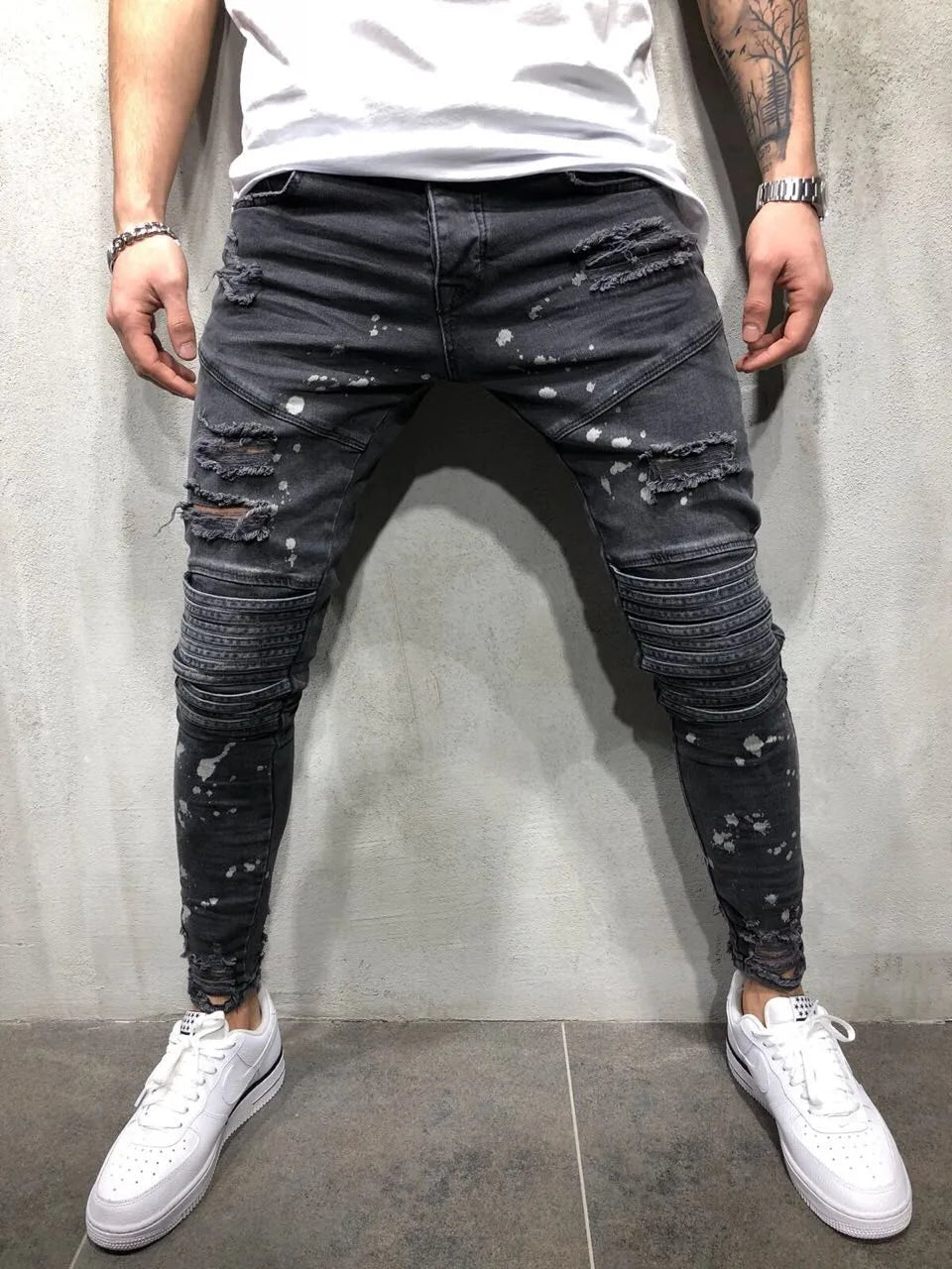 2023 men's hole fashion jeans Plus Size Straight Jeans Man Pants Spring Summer Boyfriend Jeans Streetwear Skinny Zips
