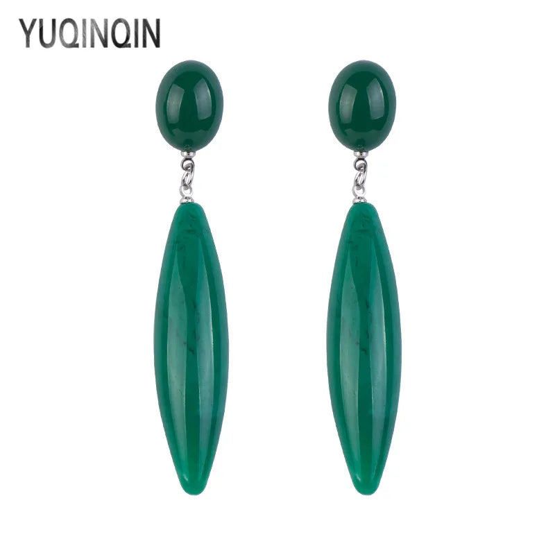 YUQINQIN Classic Drop Earrings for Women Acrylic Statement Long line Resin Dangling Earings Fashion Elegant Party Dangle Earring