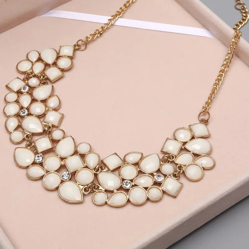 MINHIN New Popular Multicolor Big Pendant Clavicle Chain Necklace Women's Delicate Banquet Jewelry