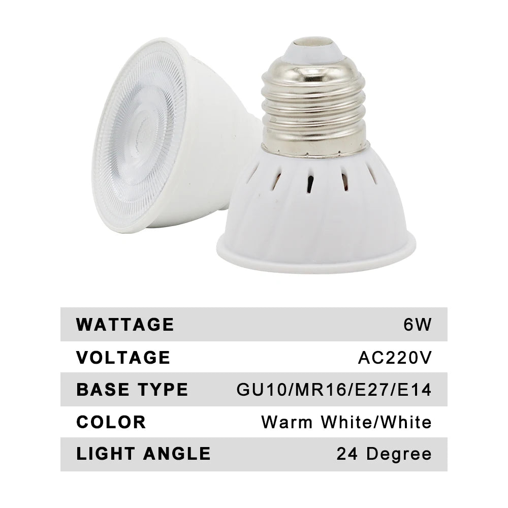 220V LED Lamp Cup E27 E14 MR16 GU10 Bulb Light Lampada LED Spotlight 48 LEDs 2835 Chip SMD Bombillas LED Lighting Corn Bulbs 6W