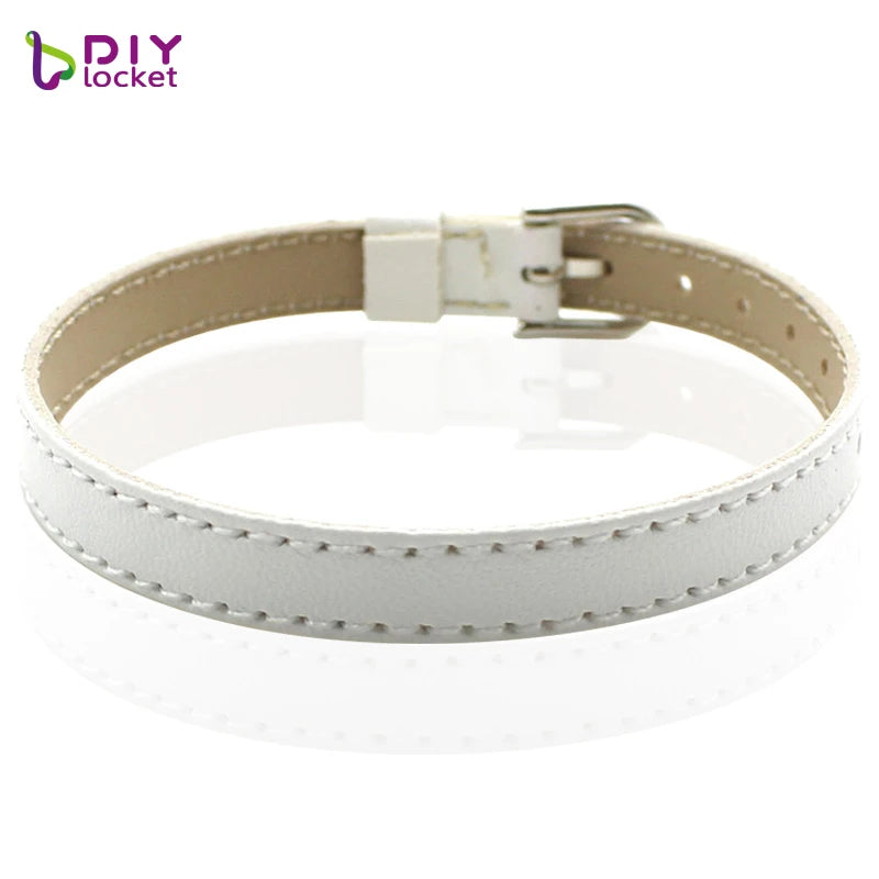 10PCS 8MM Artificial Leather DIY Wristband Bracelets femme Mix Color Charms Leather Bracelet Fit Slide Letter /charms LSBR015*10