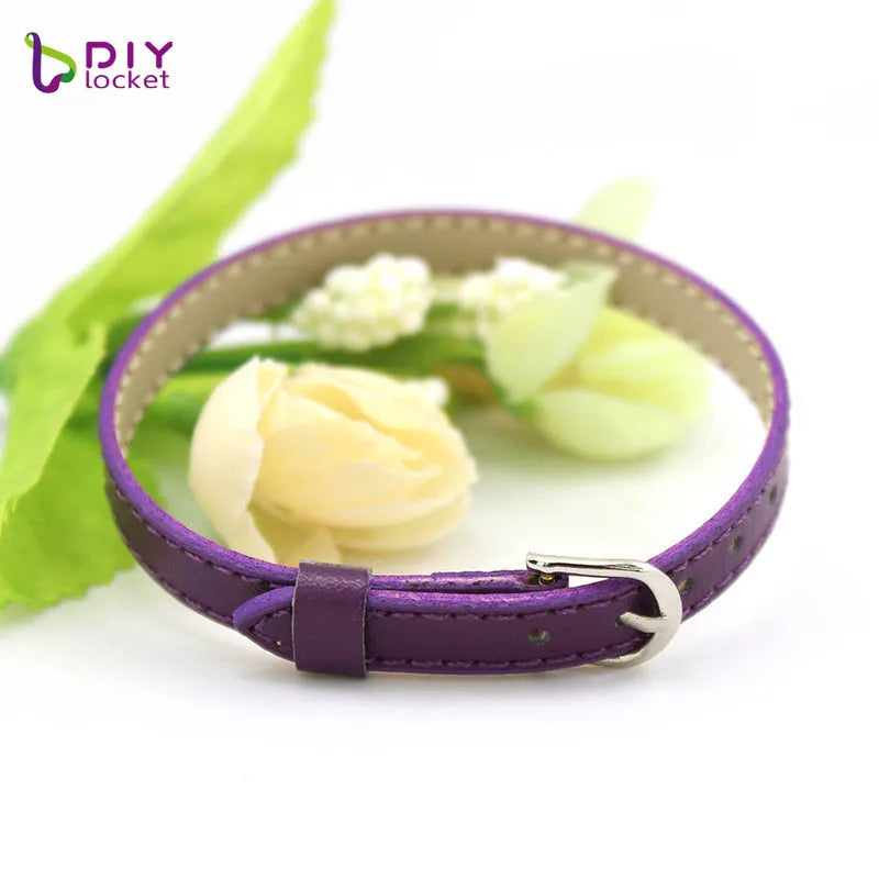 10PCS 8MM Artificial Leather DIY Wristband Bracelets femme Mix Color Charms Leather Bracelet Fit Slide Letter /charms LSBR015*10