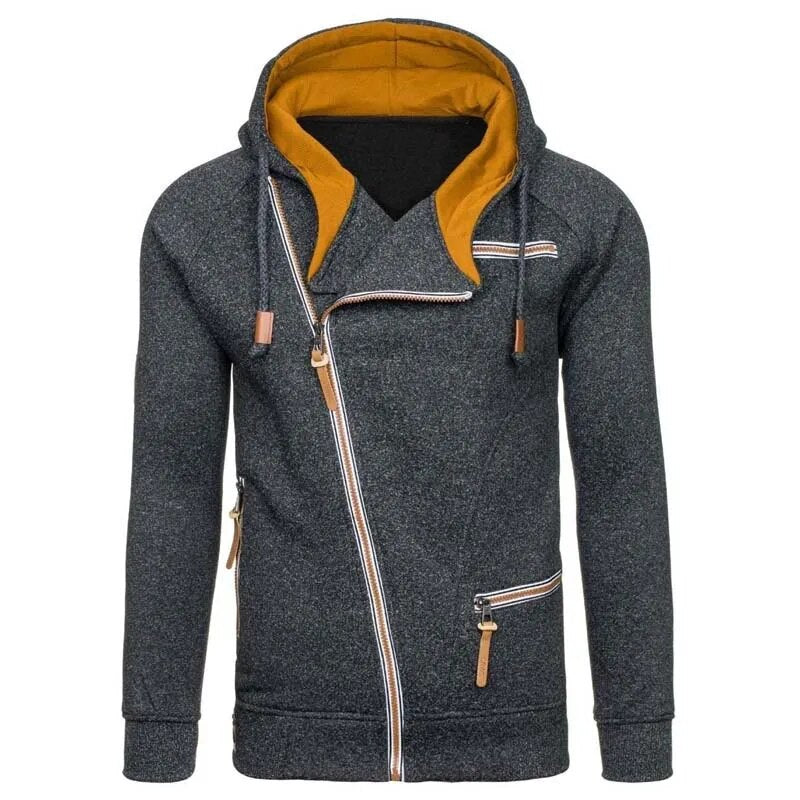 New Hoodie Men 2023 Spring Casual Solid Long Sleeve Mens Hoodies Sweatshirts Slim Zipper Hoody Sweatshirt Men Hooded Streetwear