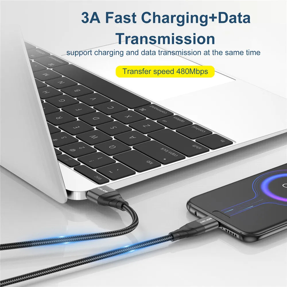 USLION Micro USB Cable 3A Quick Charge For Xiaomi Mobile Phone Fast Charging USB Cable Data Charger Wire Micro USB Cables Cord
